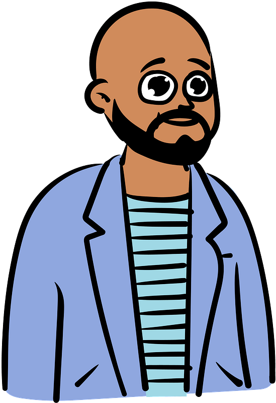 Man in blue jacket