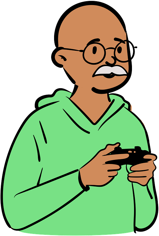 Man in green hoodie