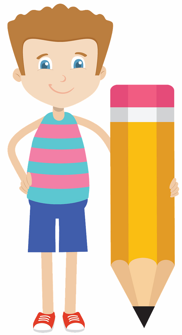 Schoolkid with the big pencil