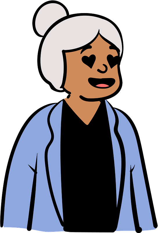Old lady in blue jacket