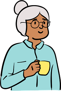 Old woman with a coffee cup