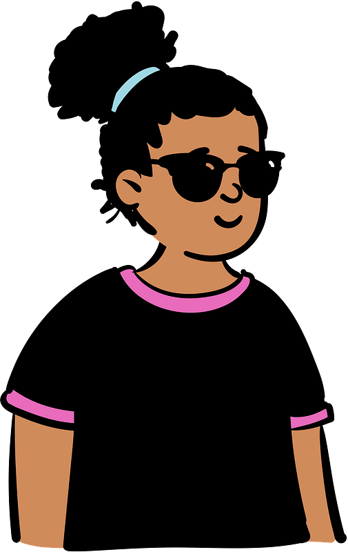 Woman in black t-shirt