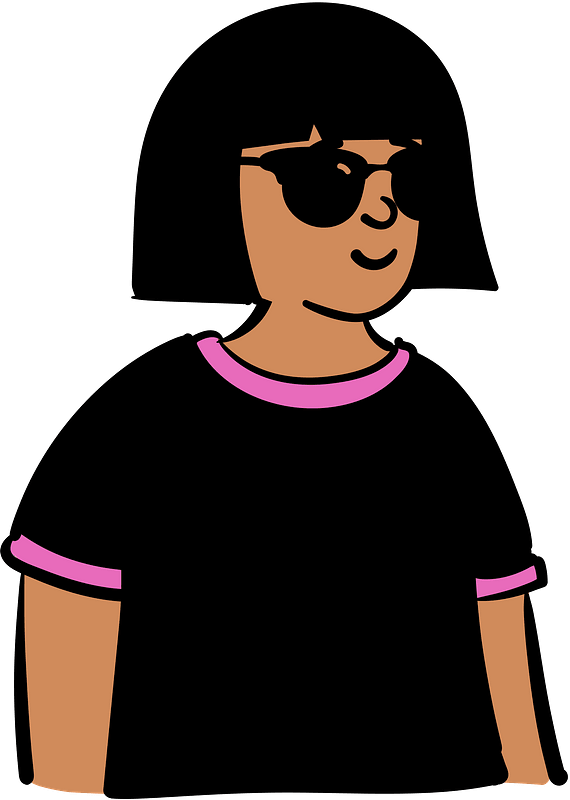 Woman in black t-shirt
