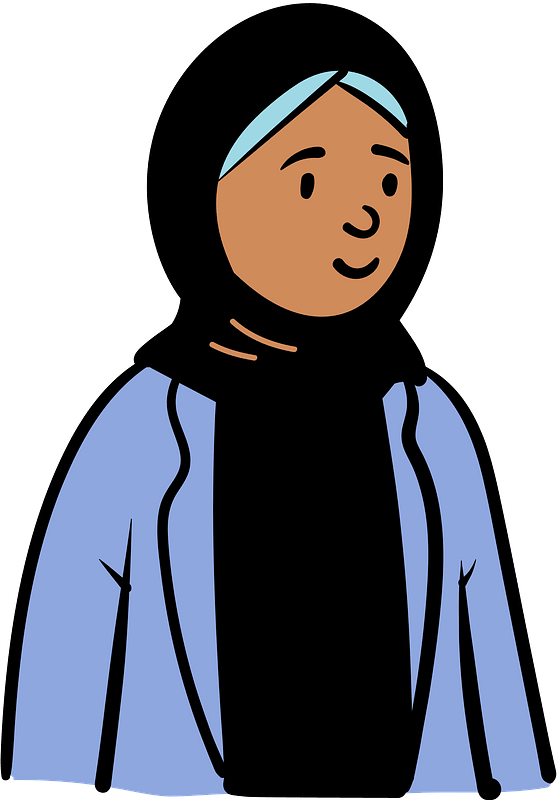 Woman in blue jacket