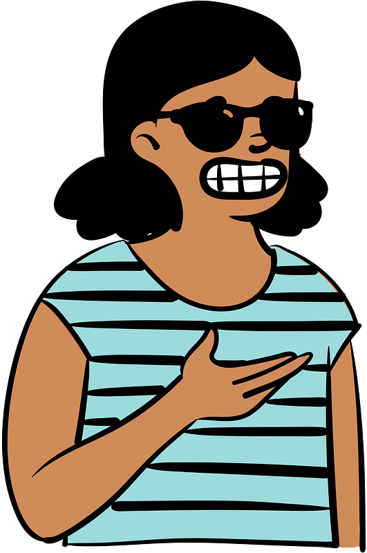Woman in blue t-shirt