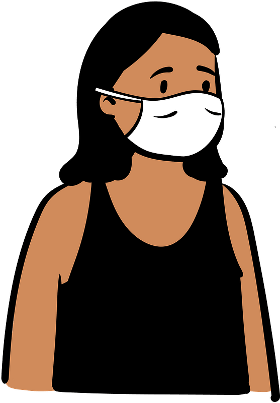 Woman in tank top wearing face mask