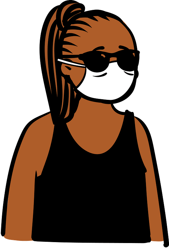Woman in tank top wearing face mask