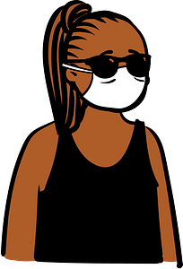 Woman in tank top wearing face mask