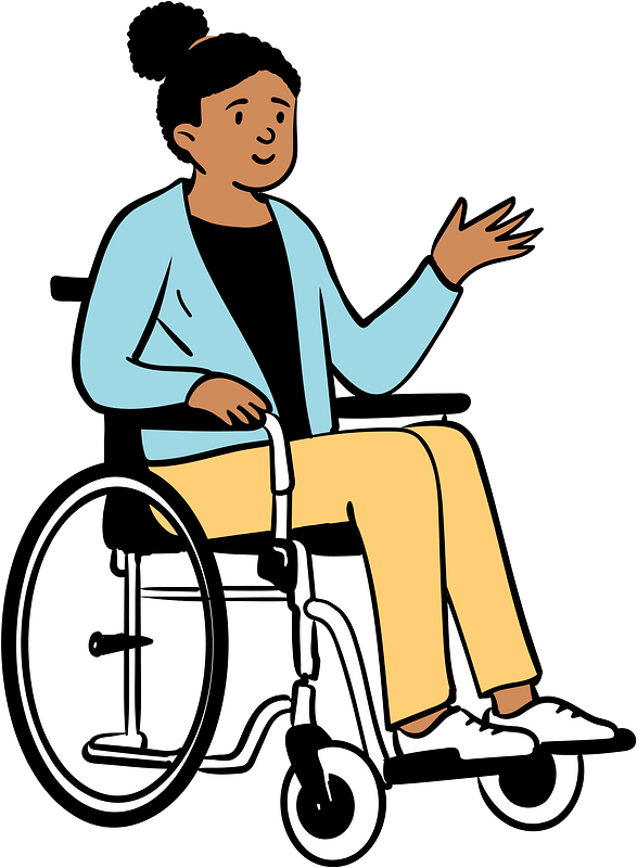 Woman sitting in a wheelchair