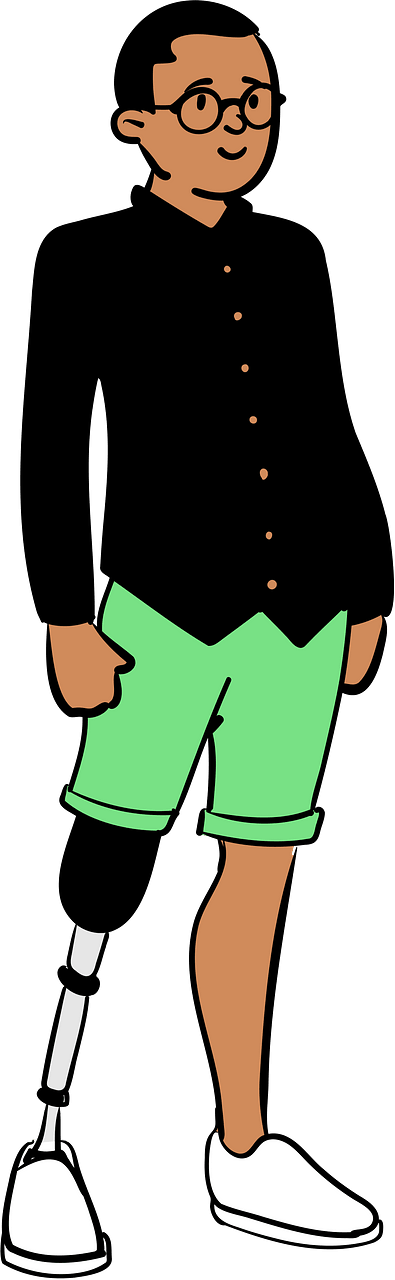 Boy with a prosthetic leg