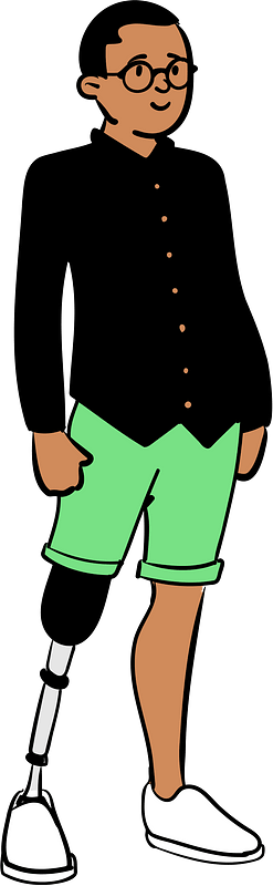 Boy with a prosthetic leg