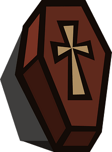Coffin with cross and shadow