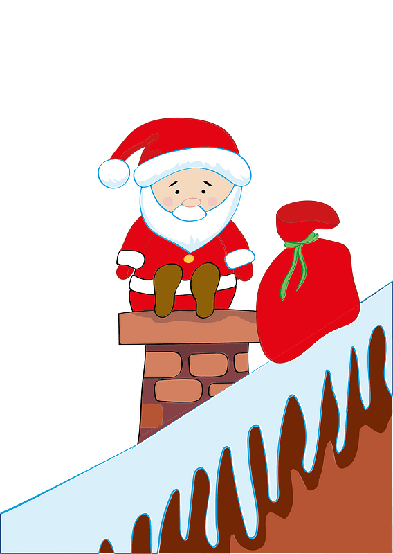 Cute Santa Claus Sitting on Chimney