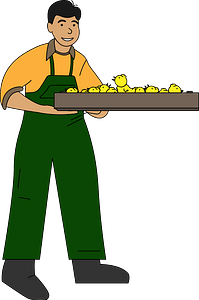 Man with Chickens
