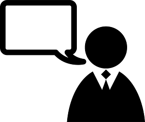 Pictogram businessman speech bubble