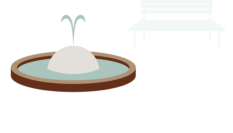 Fountain and bench