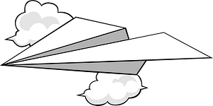 Paper plane in clouds