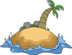Tropical island with an pineapple tree