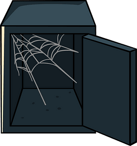 Empy safe vault with cobweb