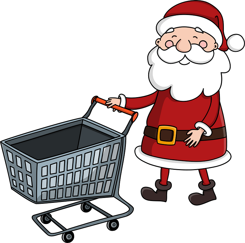 Santa with shopping cart