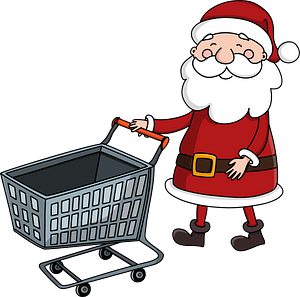 Santa with shopping cart