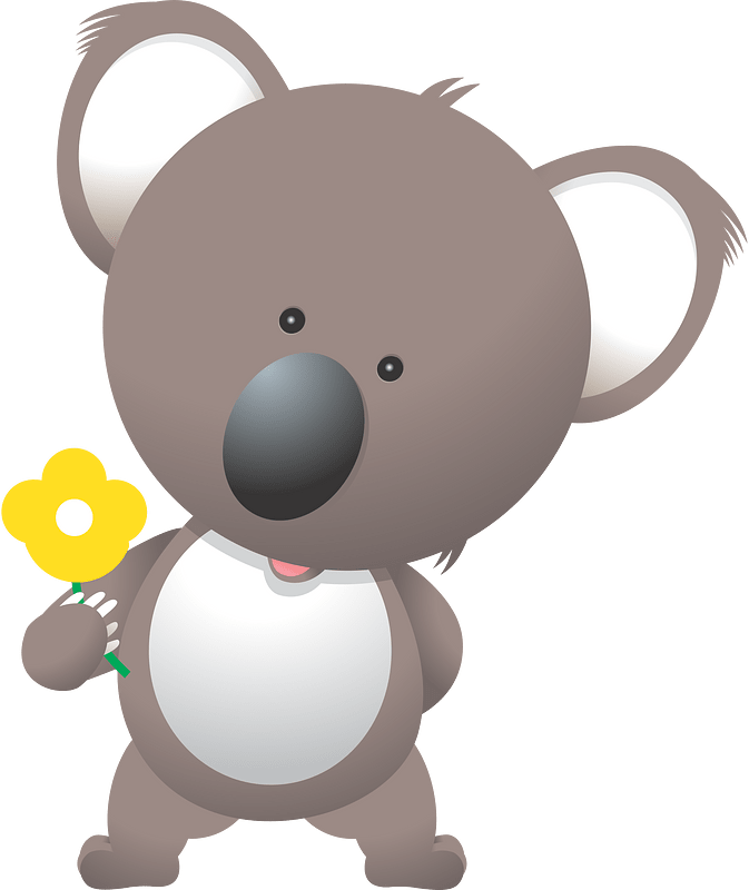 Cartoon koala with flower