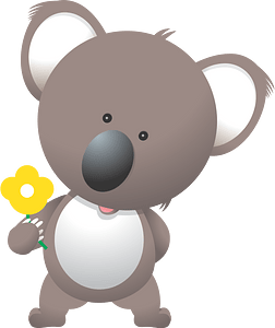 Cartoon koala with flower
