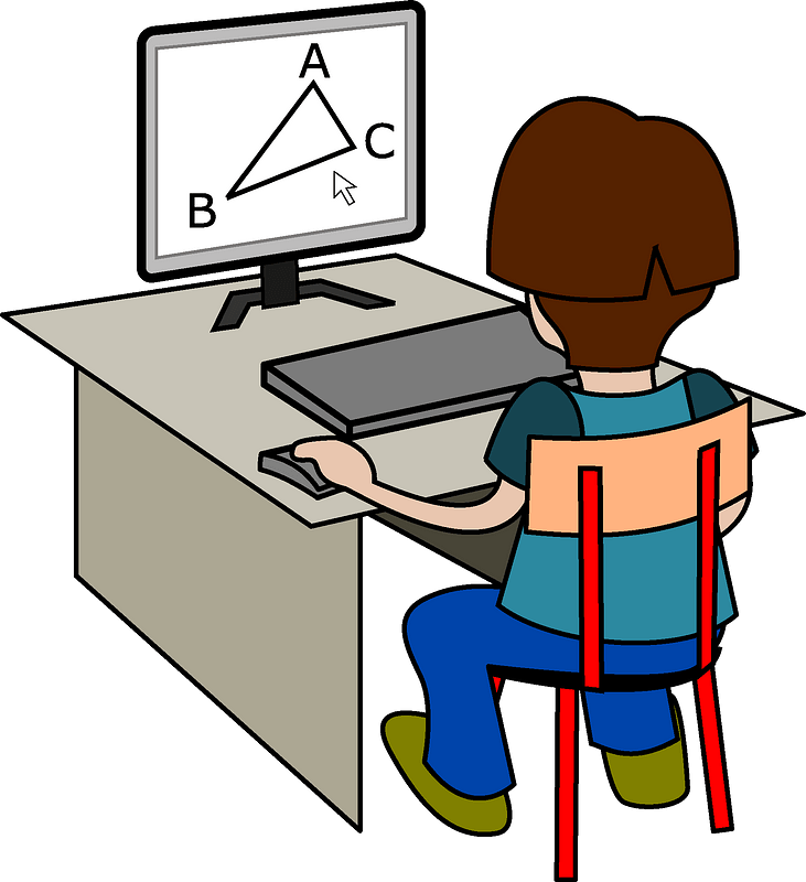 Boy studying geometry