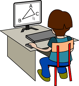Boy studying geometry