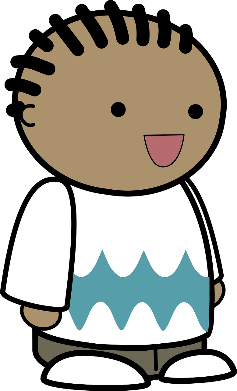 Child with Cornrows, standing with joyfull face