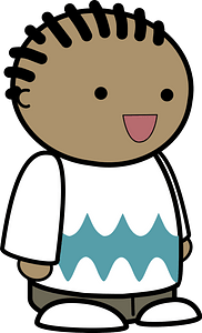 Child with Cornrows, standing with joyfull face