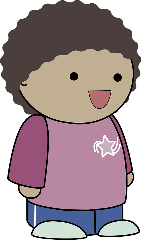 Curly Haired Girl in a pink shirt, joyfull face