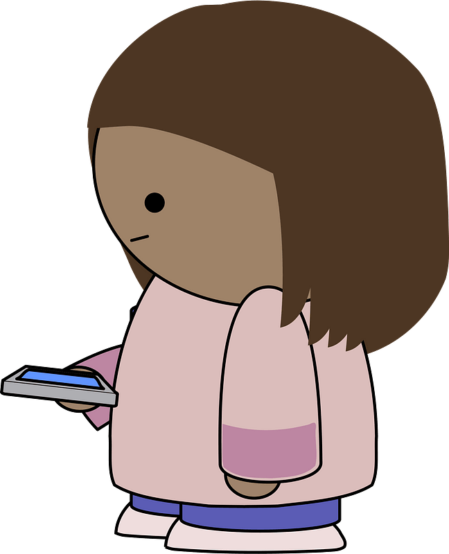 Girl is looking at phone
