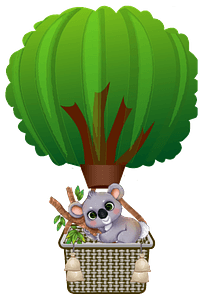 Koala on hot air balloon
