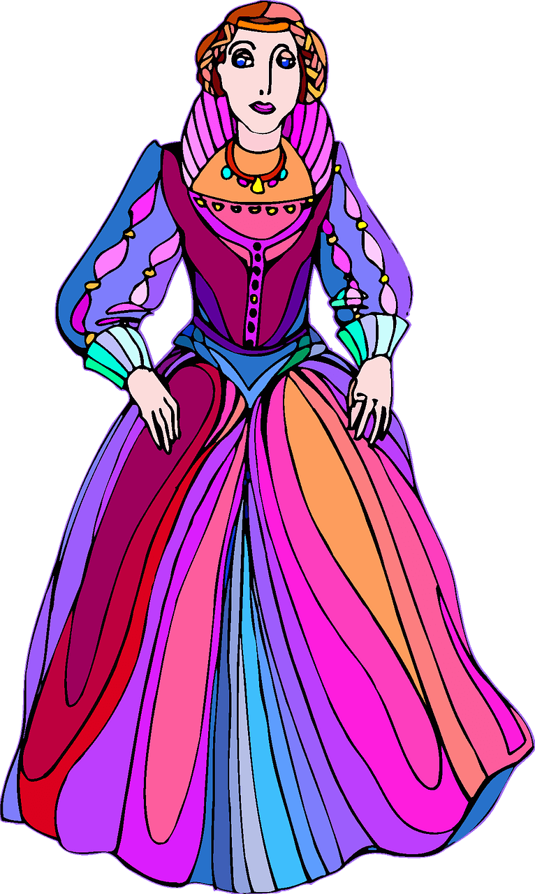 Princess in colorful dress
