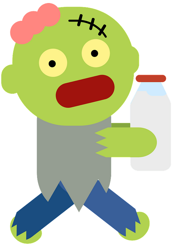 Baby zombie with milk bottle