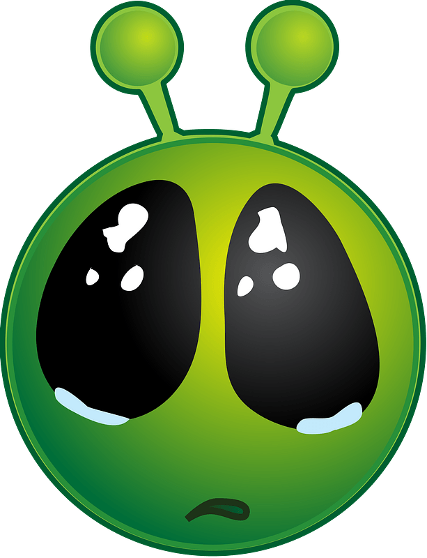 Smiley green alien big eyes