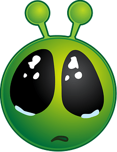 Smiley green alien big eyes