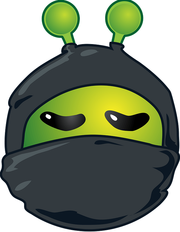 Smiley green alien black ninja