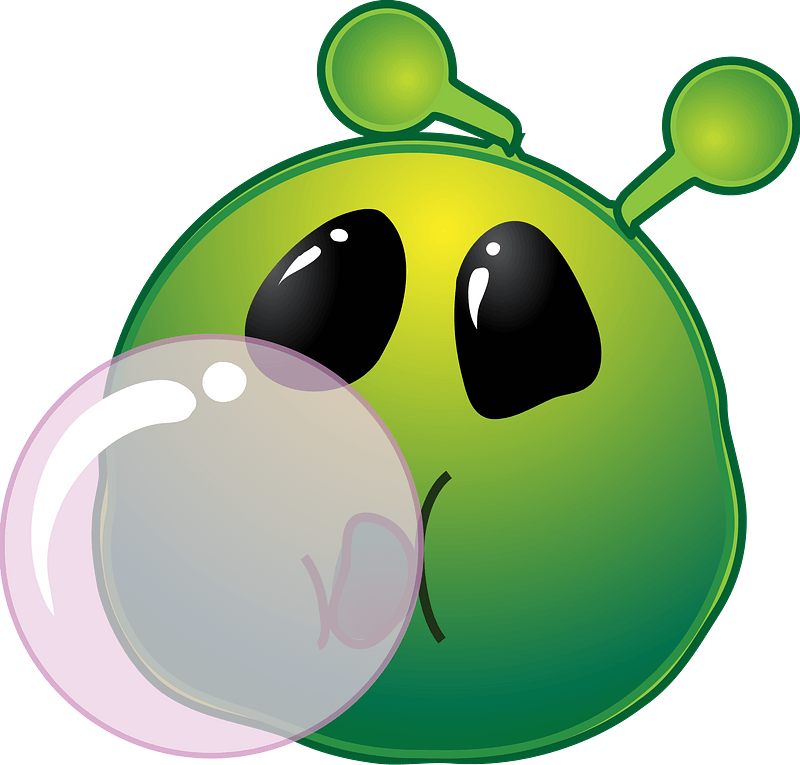 Smiley green alien bubble