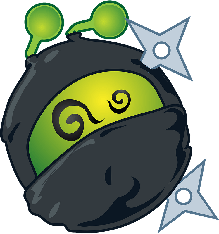 Smiley green alien dead ninja