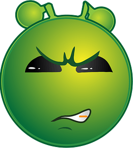 Smiley green alien determined