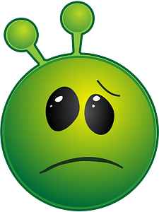 Smiley green alien disappointed