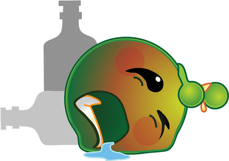 Smiley green alien drunk wasted