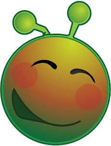 Smiley green alien flustered