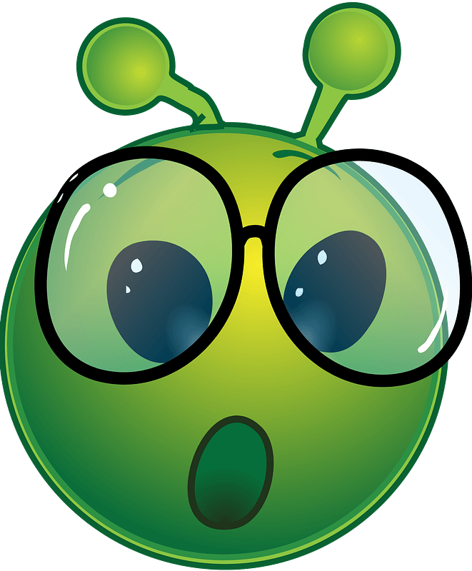 Smiley green alien geek oh