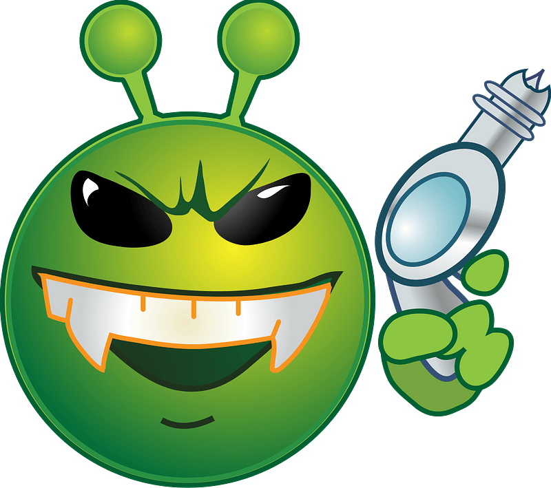 Smiley green alien gun