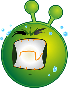 Smiley green alien huff