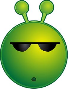 Smiley green alien huh