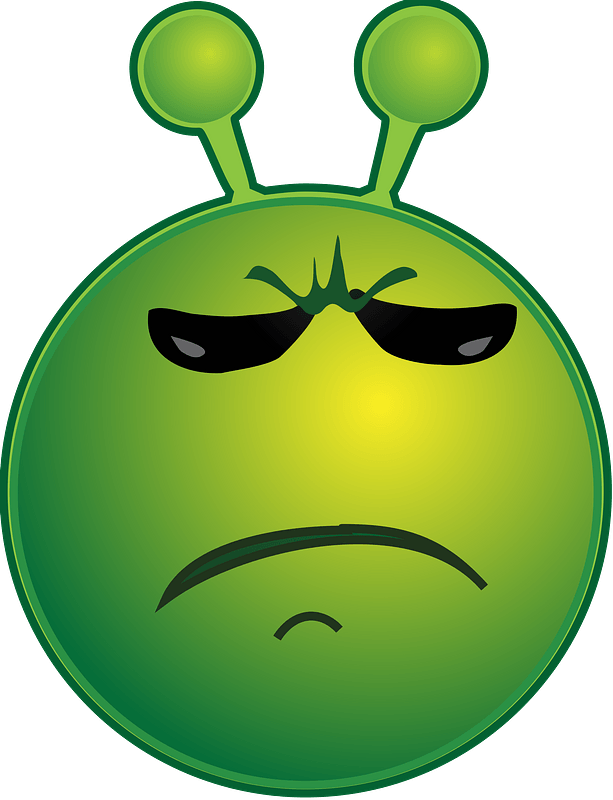Smiley green alien indiferent